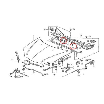 40 x YOU.S Original Windschutzscheibe Windlauf Befestigung Clips kompatibel mit Acura kompatibel mit Honda