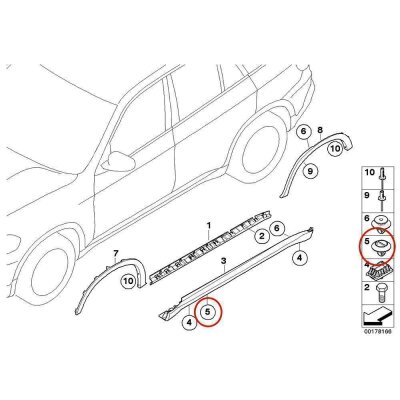 40 x YOU.S Original Seitenschweller Radlauf Befestigungsclip Clips kompatibel mit BMW X3 X5 X6 Mini