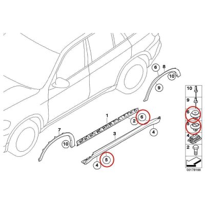 40 x YOU.S Original Radlauf Seitenschweller Befestigungsclip Clips kompatibel mit BMW X3 X5 X6 Mini