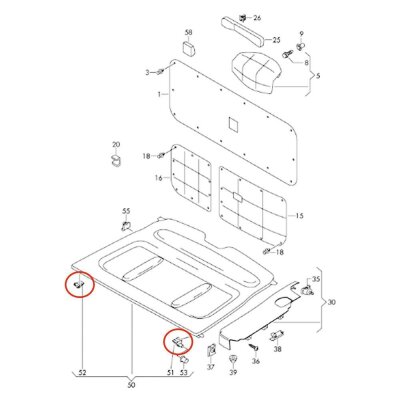 2 x YOU.S Original Hutablage Halter Abdeckung Kofferraum kompatibel mit VW Caddy