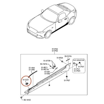 20 x YOU.S Original Befestigung Clips Seitenschweller kompatibel mit MAZDA - BP4L-51-SJ3