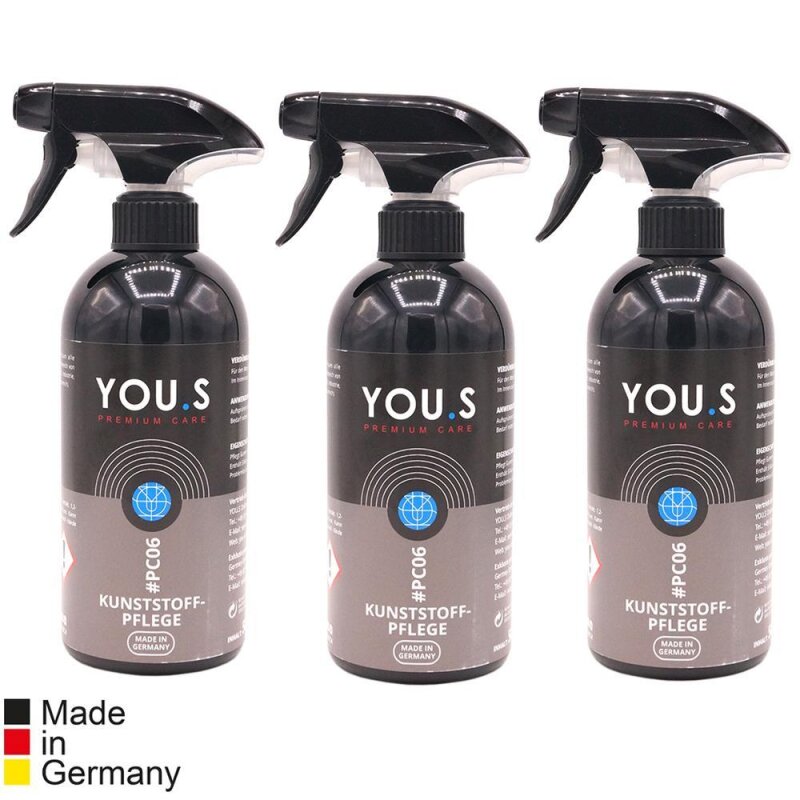 YOU.S Premium Care Kunststoffpflege Reiniger Innen Auï¿½en und Motorraum - 3x 500 ml