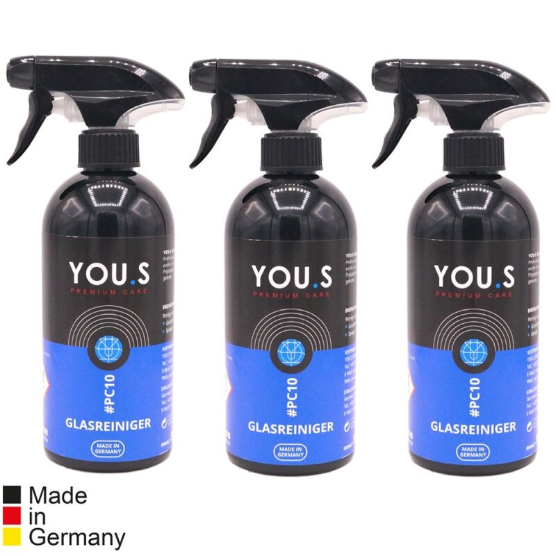 YOU.S Premium Care Glasreiniger Flï¿½chenreiniger Lï¿½st Fett & Nikotin - 3x 500 ml
