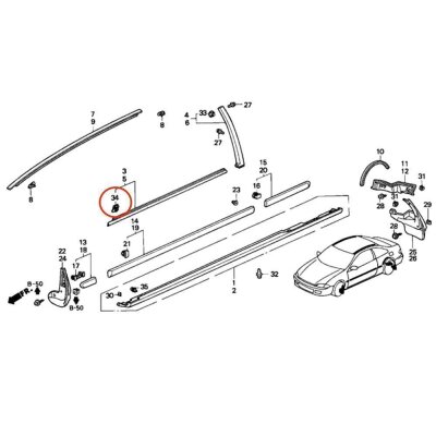 50 x YOU.S Original Schweller Lufteinlass Befestigung Clips kompatibel mit Honda