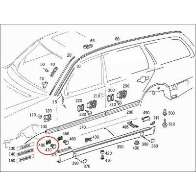 10er Set YOU.S Original Schweller Seitenverkleidung Befestigungsclips kompatibel mit Mercedes C / E Klasse CLK SLK (W202, S202, W210, S210, C208, R170) - A0099884078