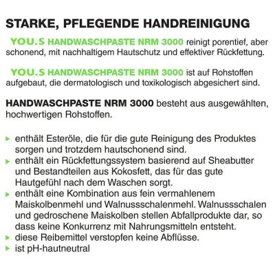 YOU.S Premium Care Handwaschpaste Pflegend Hautschonend Mikroplastikfrei Silikonfrei - 3x 500 ml