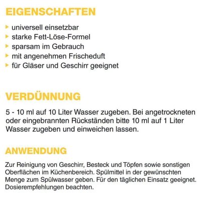 YOU.S Premium Care Spï¿½lmittel Fettlï¿½ser extrem ergiebig 5-10 ml auf 10 Liter Wasser - 3x 1 Liter