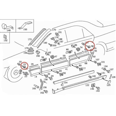 40 x YOU.S Original Kotflügel Radlauf Befestigung Clips kompatibel mit Mercedes-Benz S-Klasse (W140) - A1406980160