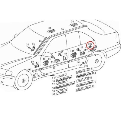 20 x YOU.S Original Seitenleiste Befestigungsclip Clips kompatibel mit Mercedes (W202) (S202) (W220) - A0079887678