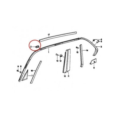 5 x YOU.S Original Dachleisten Dachklammer Befestigungsclip kompatibel mit BMW 5er E34 7er E32 E38 - 51131924953