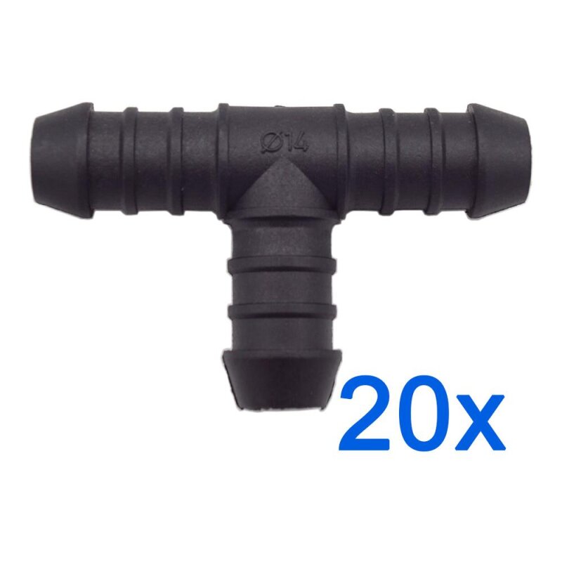 20 x YOU.S Original Schlauchverbinder Zwischenstück RGV Ø 14x14x14 mm - T-Stück