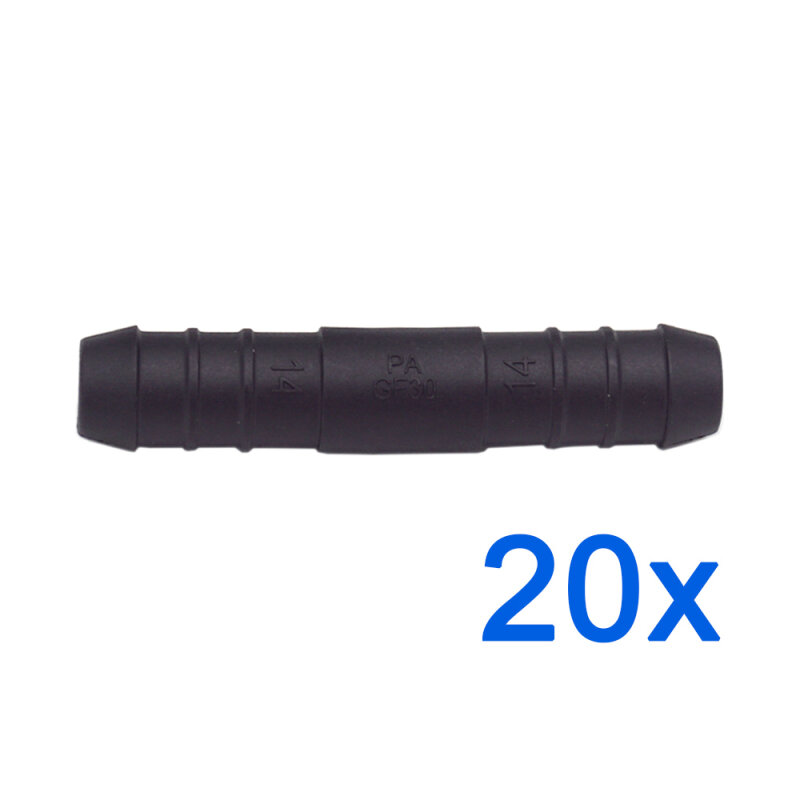 20 x YOU.S Original Schlauchverbinder Zwischenstück Länge 71 mm Ø 14x14 mm - Gerade Form