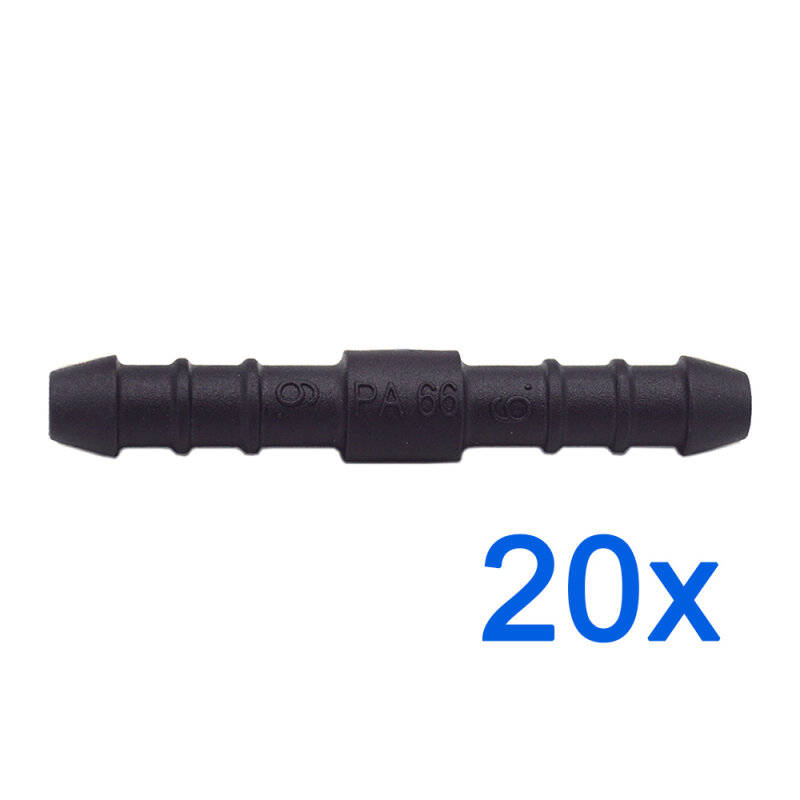 20 x YOU.S Original Schlauchverbinder Leitung Zwischenstück Ø 6x6 mm - Gerade Form