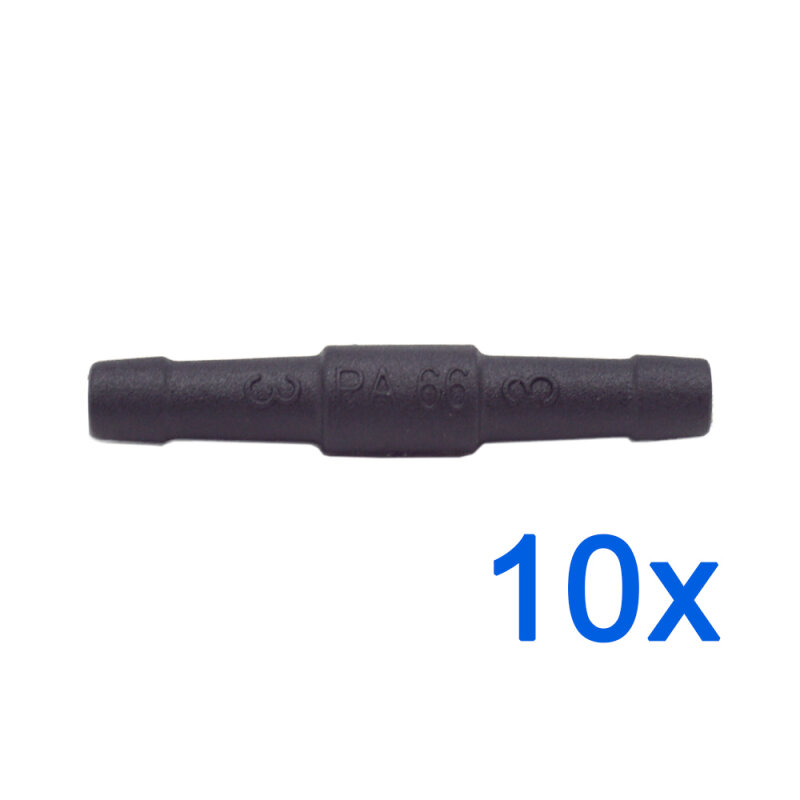 10 x YOU.S Original Schlauchverbinder Leitung Zwischenstück Ø 3x3 mm - Gerade Form