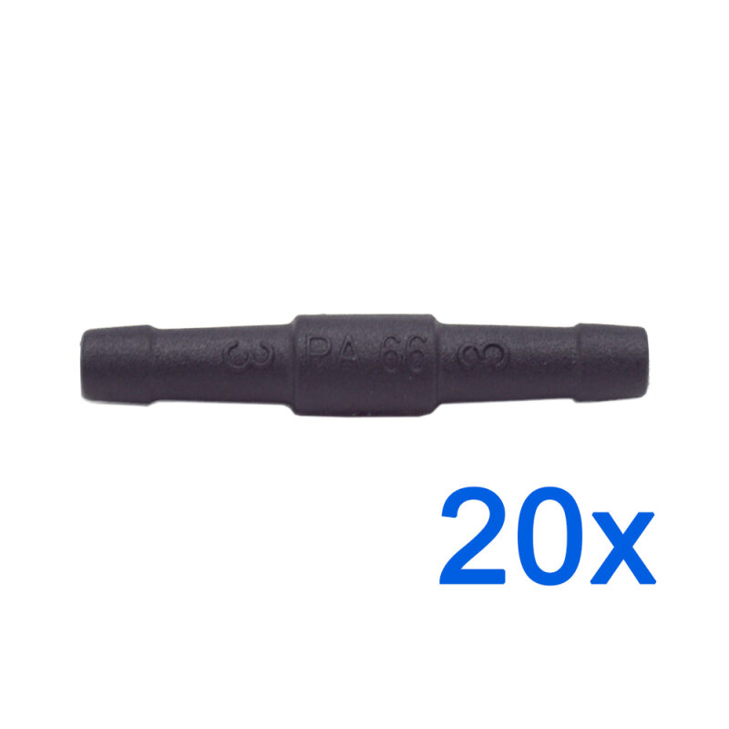 20 x YOU.S Original Schlauchverbinder Leitung Zwischenstück Ø 3x3 mm - Gerade Form