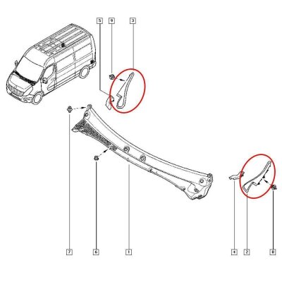 1 x YOU.S Original Windlauf Windabweiser Halter Links und Rechts kompatibel mit Nissan NV400 kompatibel mit Opel Movano B kompatibel mit Renault Master III - 658330001R