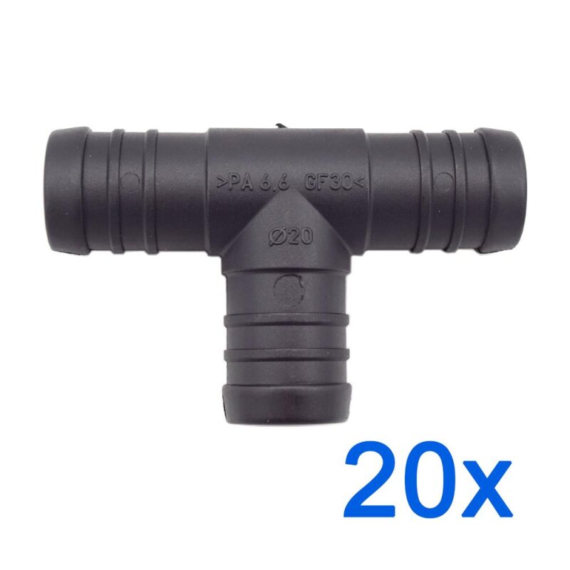 20 x YOU.S Original Schlauchverbinder Zwischenstück RGV Ø 20x20x20 mm - T-Stück